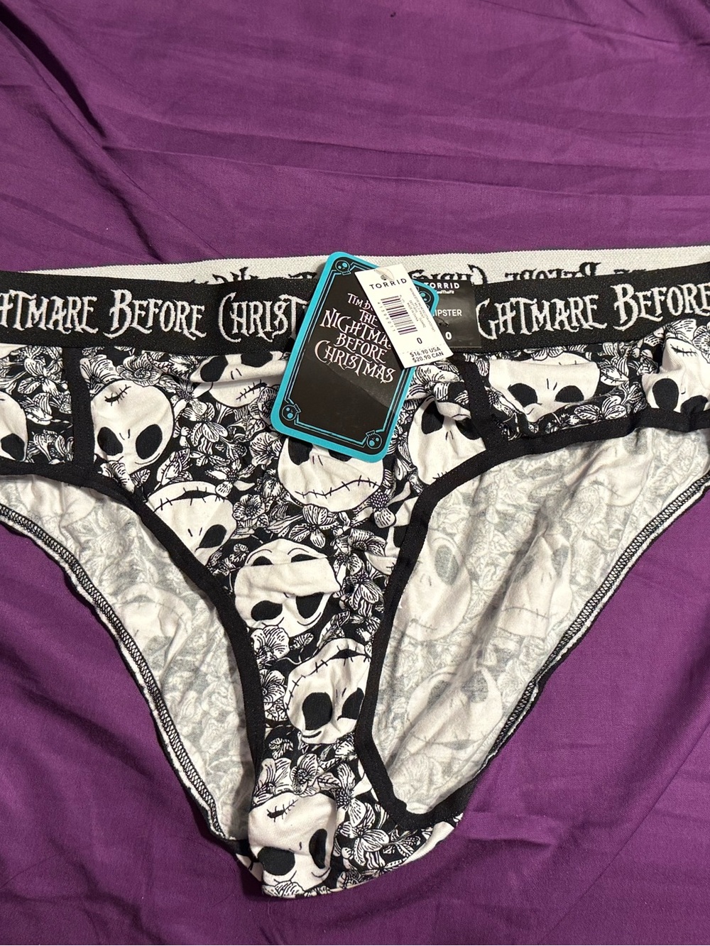 Ladies Torrid size 0 Jack Skellington NMBC hipster underwear NWT